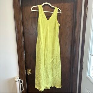 Casual Corner Green V-Neck Sleeveless Linen Dress